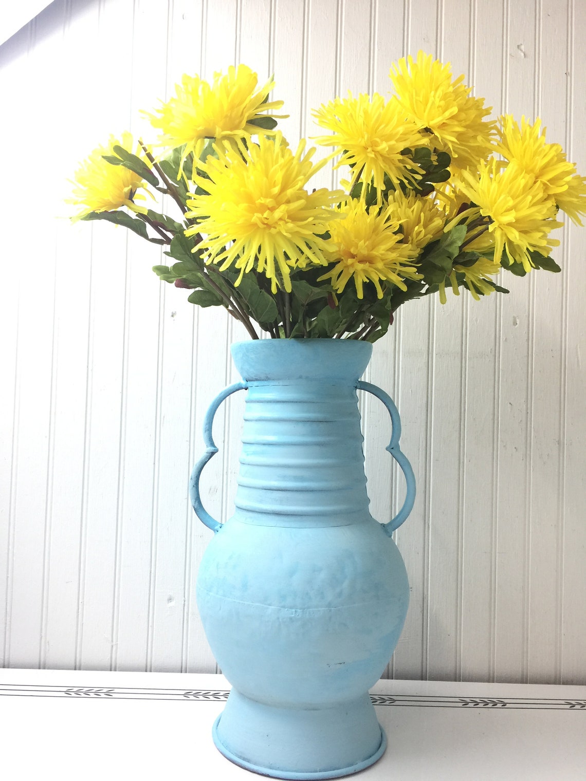 METAL VASEplantervintage vase aqua vase metal urnbeach Etsy