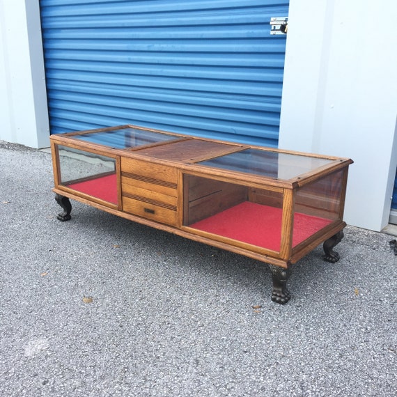 Antique Coffee Table Showcase, the Sun Mfg Co, Tobacco Display Cabinet, Oak  Showcase, Humidor Case, Glass Showcase, Curio Cabinet, Furniture