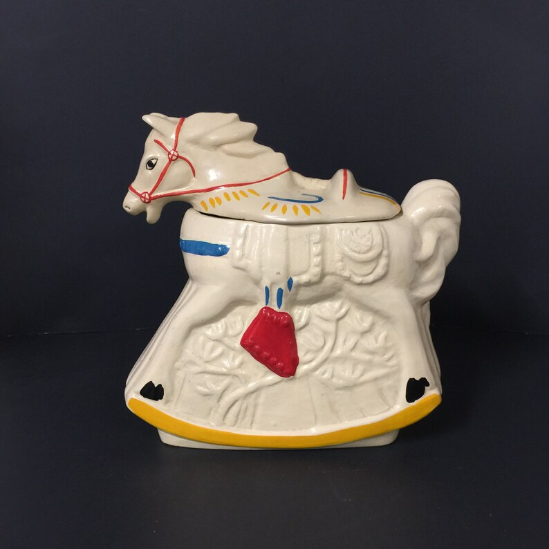 Vintage Cookie Jar Rocking Horse Cookie Jar Ceramic Cookie Etsy