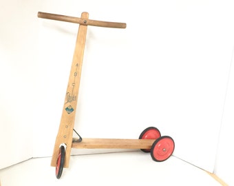 Wood Vero Stepke Scooter, farmhouse decor, riding toy, Childs toy scooter, collectible, nursery decor, Baby Shower Decor