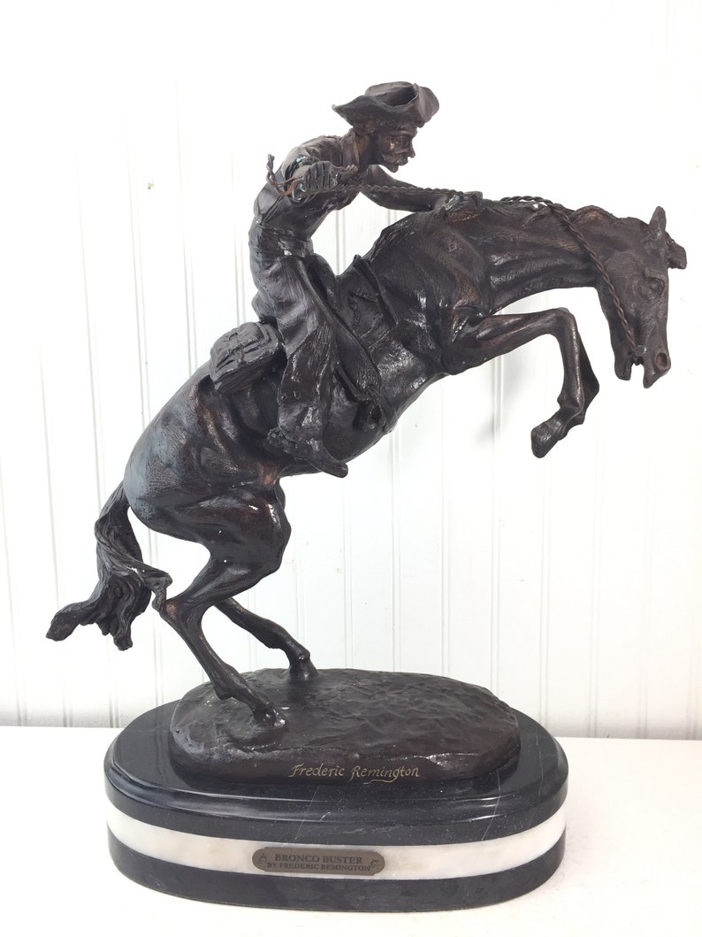 Frederic Remington Bronco Buster Bronze Horse Sculpture Etsy
