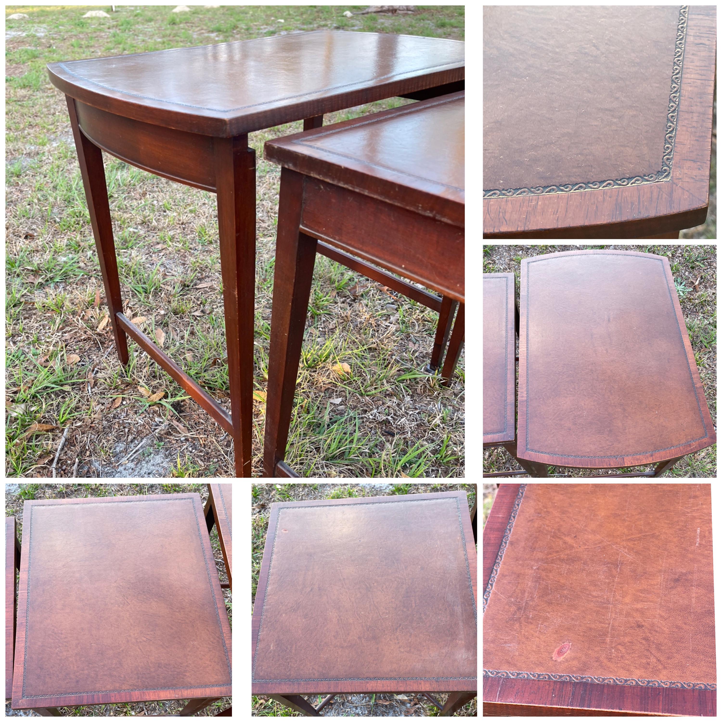 Vintage Nesting Tables, Leather Top Tables, Stack Tables, End Table ...