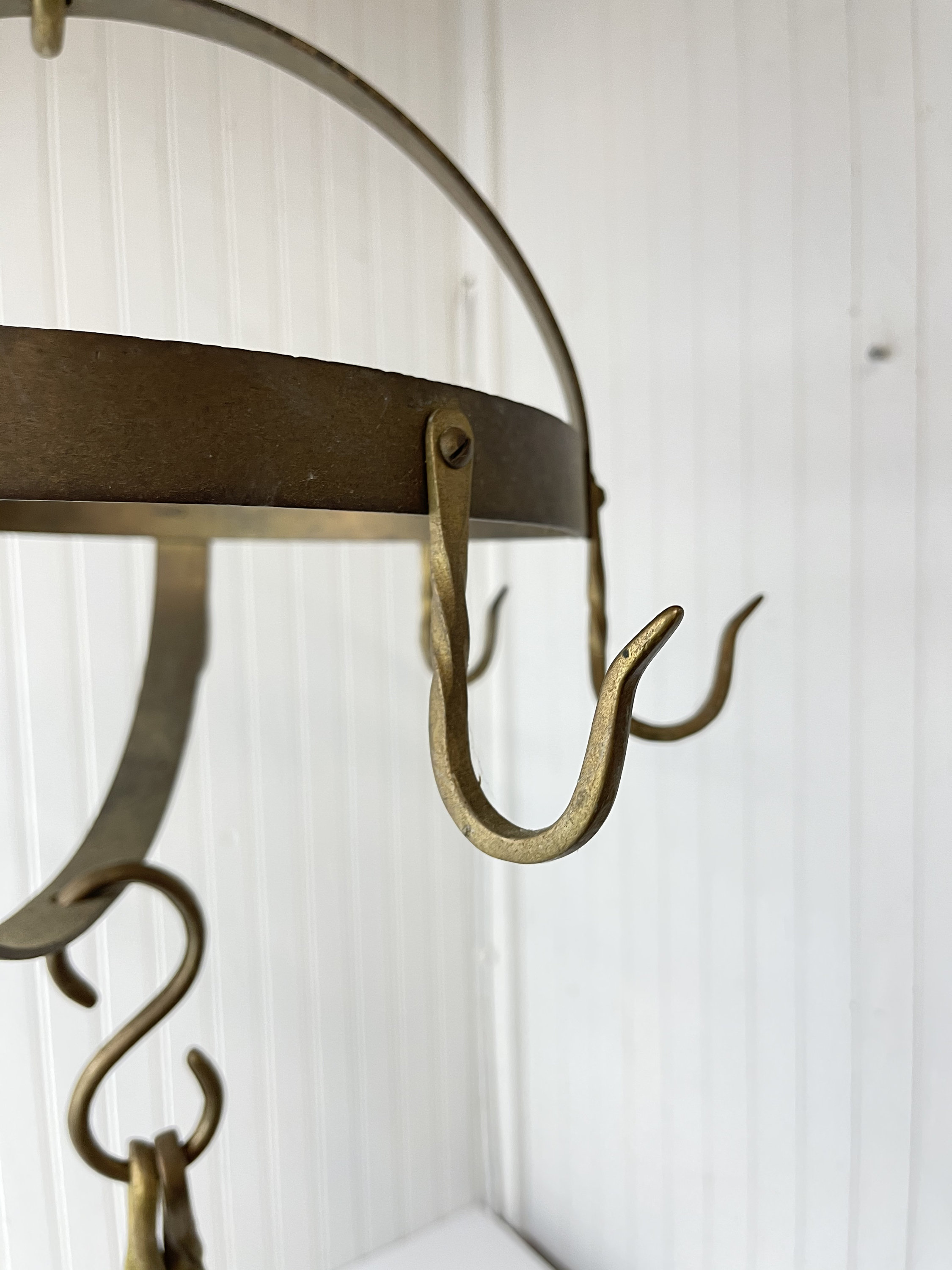Vintage brass pot rack pot holder hanging metal racksolid Etsy