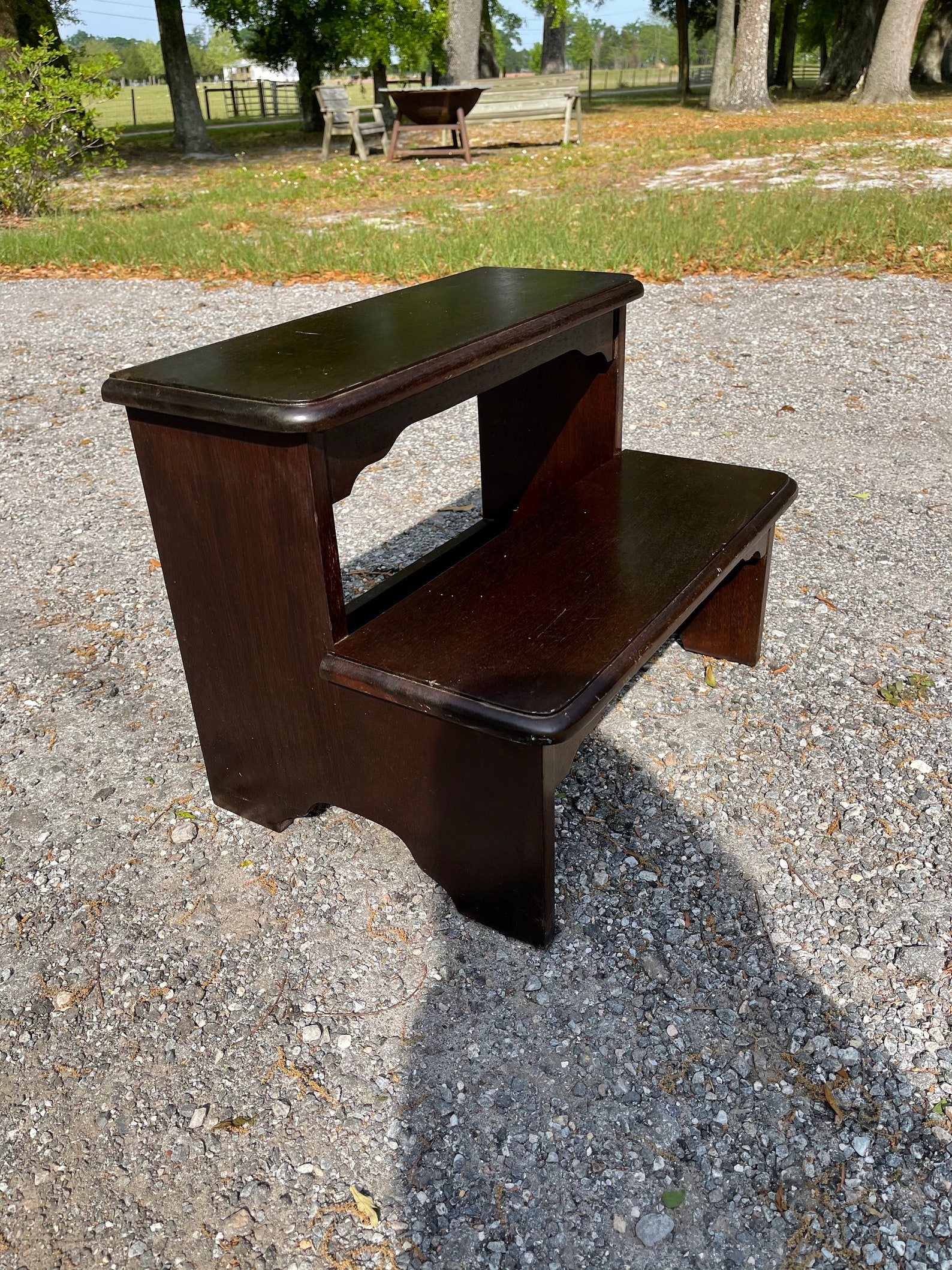 Vintage Wood bed steps Step Stool pet stepsSolid Wood Etsy