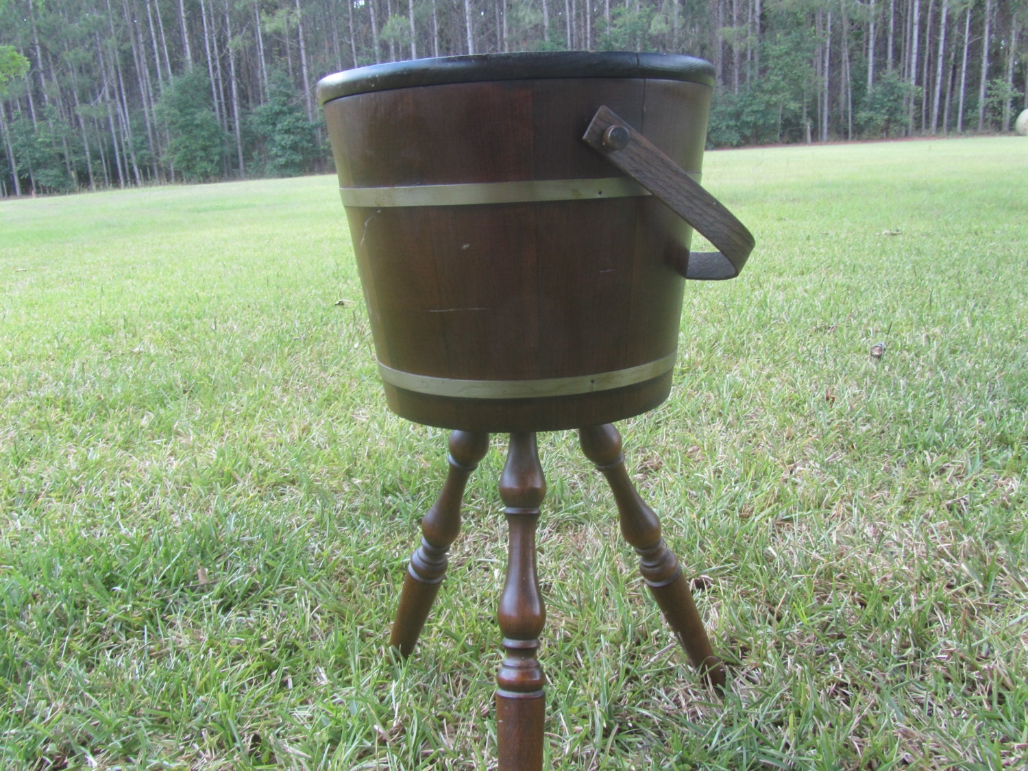 Vintage Sewing Bucket Wood Bucket Collectible sewing Etsy