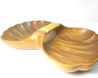 Wood bowl, vintage bowl, wood art, handmade bowl, OOAK bowl, vintage bowl, scallop, Danish modern