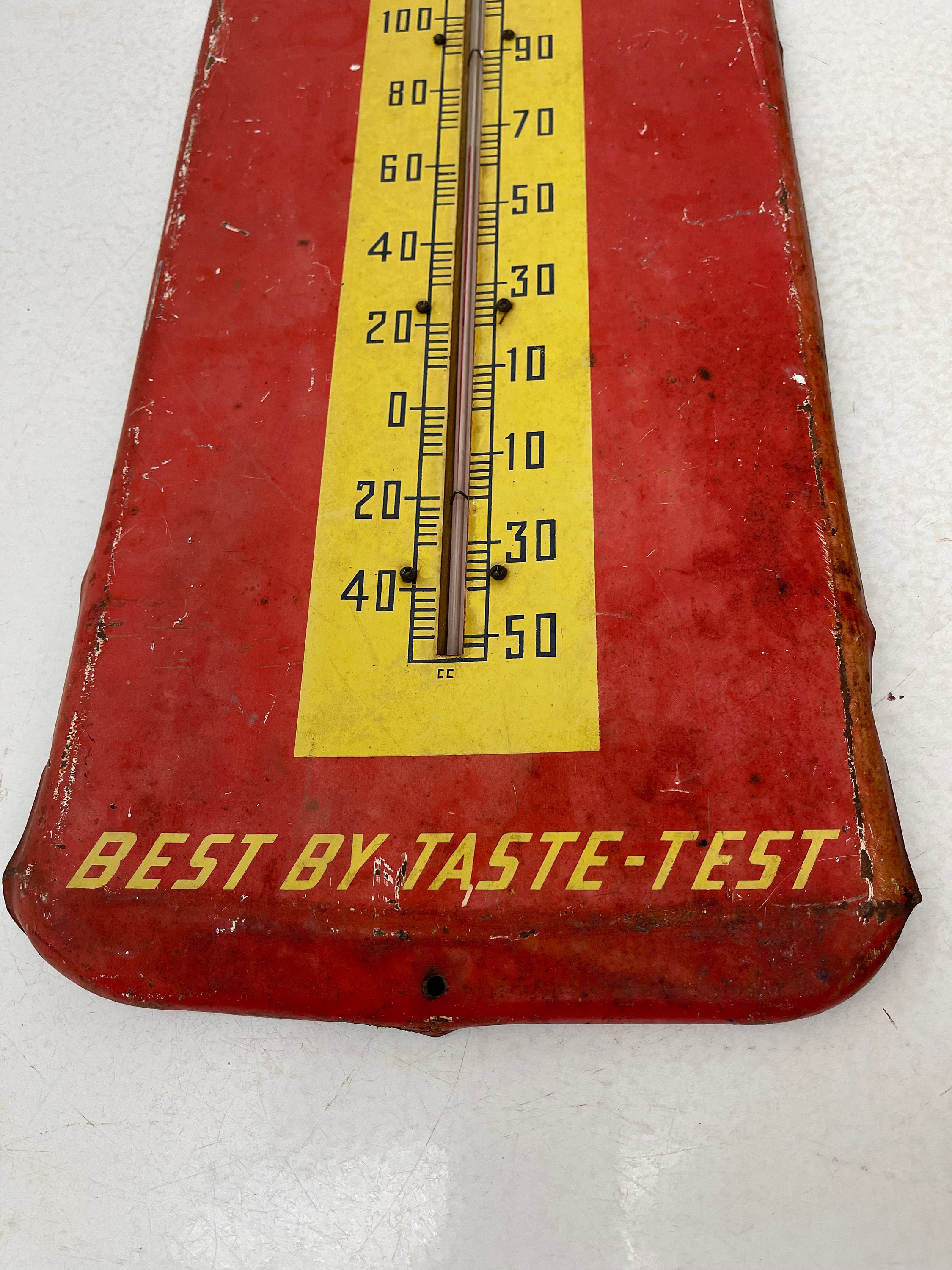 50s  crown cola ヴィンテージ 看板 サーモメーター VINTAGE DRINK ROYAL CROWN RC COLA METAL ADVERTISING THERMOMETER