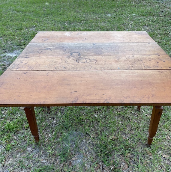 Vintage oak drop sale leaf dining table