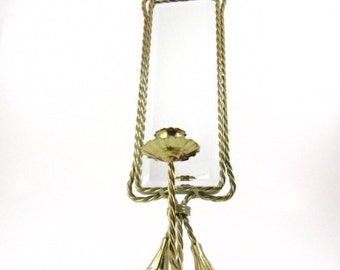 Shabby chic mirror, brass candle holder, wall shelf, sconce, brass, mirror,  mirror, candle holder