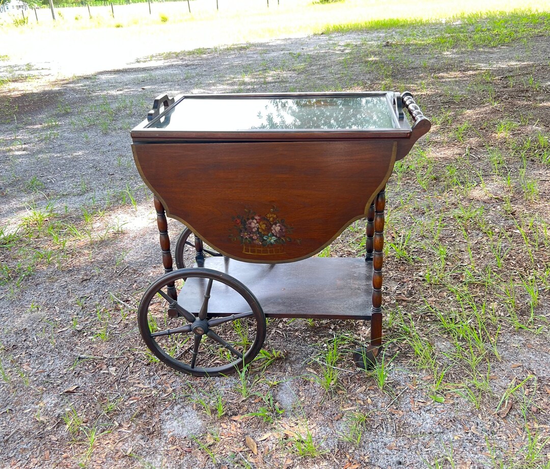 Tea Trolly, Bar Cart, Rolling Cart Table, Tea Cart, Drop Leaf Tea Cart