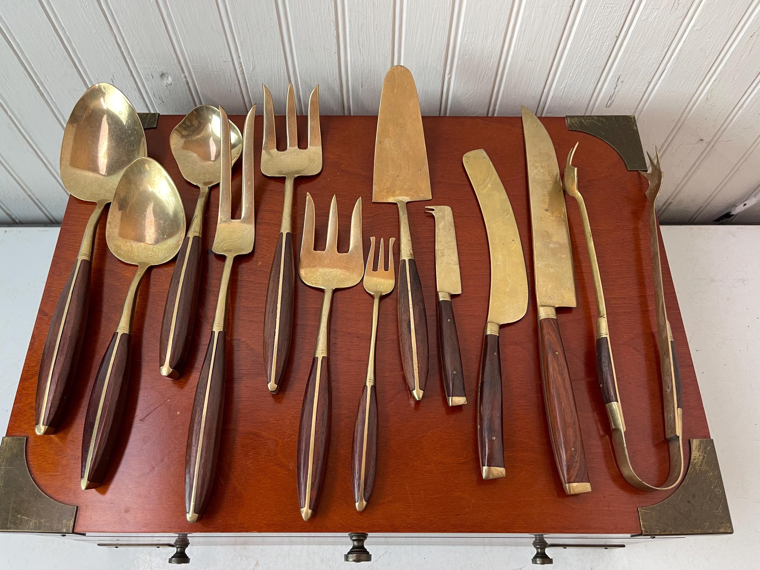 Brass Cutlery, Siam, Thailand, Silverware, Serving for 12
