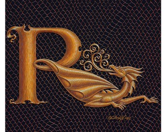 Dragon Letter 'S' an ornate fantasy monogram from the | Etsy