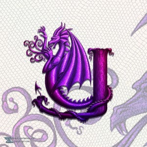 &quot;Drachenbuchstabe &quot;&quot;Y&quot;&quot;, kunstdruck, ein verschnörkeltes Fantasy Monogramm aus der Kollektion &quot;Dracoserific&quot;