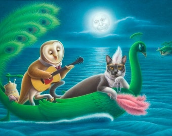 The Owl and the Pussycat, a fantasy illustration
