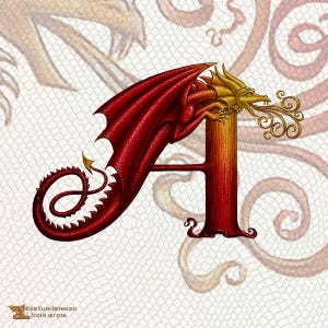 dragon　Letter Dragon Font OTF, Dragon Letters SVG, Dragon Alphabet SVG