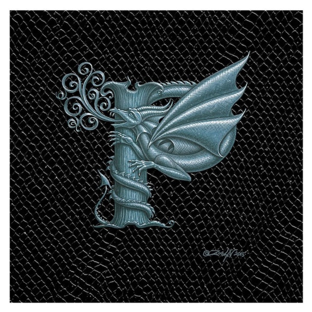 Dragon Letter part Print, an Ornate Fantasy Monogram From the ...