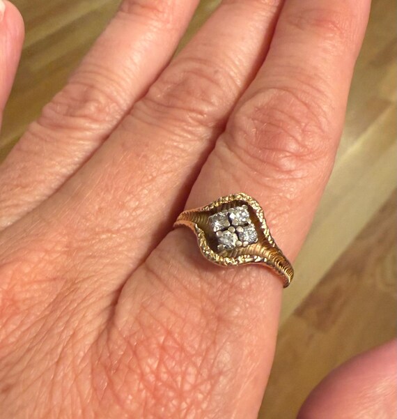 18K Four-Stone Diamond Ring - image 3