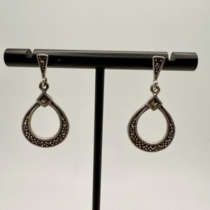 Vintage sterling silver and marcasite dangle earrings