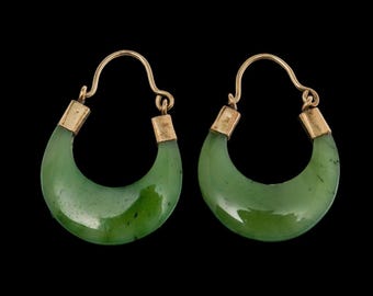 Pendientes de aro de jade vintage