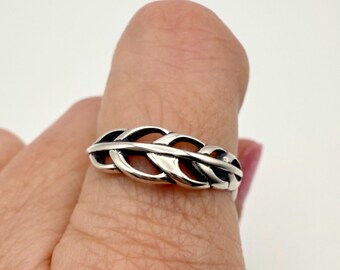 Sterling Silver Feather Ring, Size 7