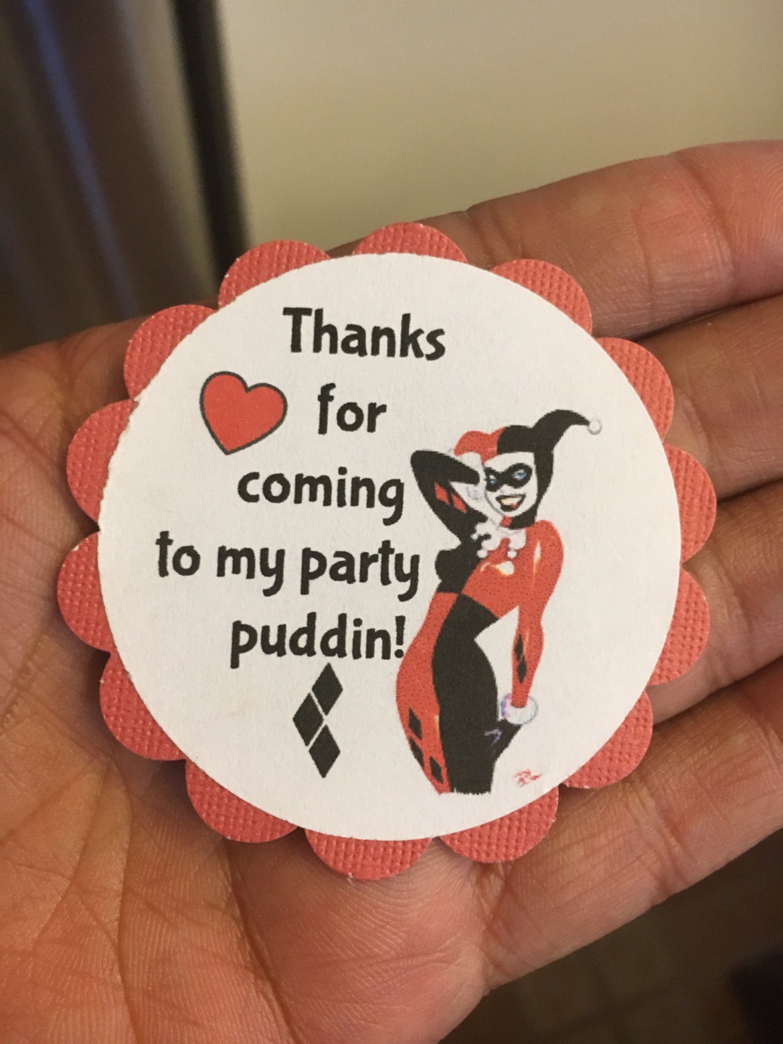 Harley Quinn Party Favor Tags Etsy