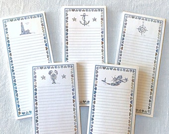 Nautical notepads, nautical party favors, coastal hostess gifts, lighthouse notepad, anchor notepad, compass notepad, mermaid notepad