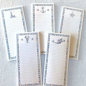 Nautical notepads, nautical party favors, coastal hostess gifts, lighthouse notepad, anchor notepad, compass notepad, mermaid notepad