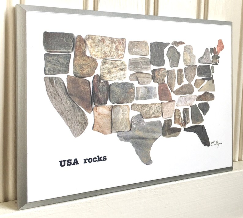USA Rocks 8.5x11 Plaque USA States Map USA States Art - Etsy