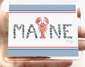 Maine Lobster Love Magnet, Fridge Art, ME Party Favor Gifts, Heart Rocks