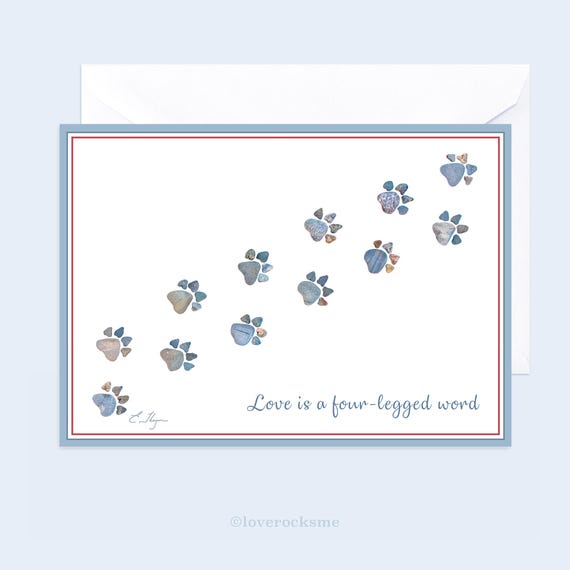 Paw Prints Pet Sympathy Card, Dog Condolence or Adoption, Pet Love