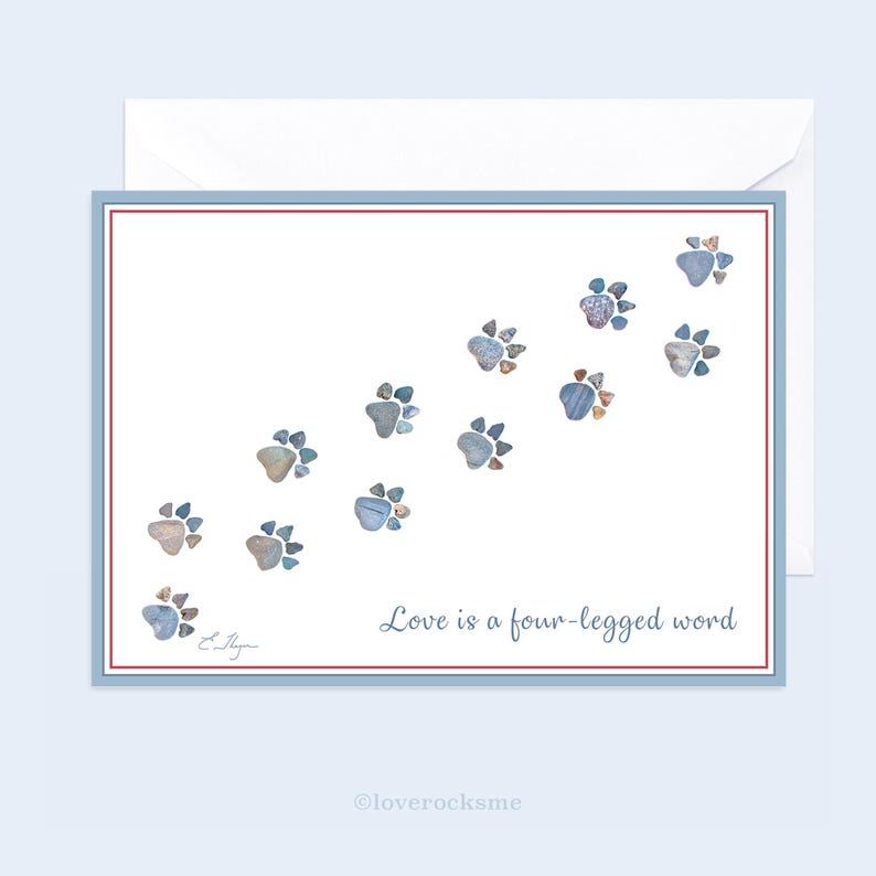 Paw Prints Pet Sympathy Card, Dog Condolence or Adoption, Pet Love image 1