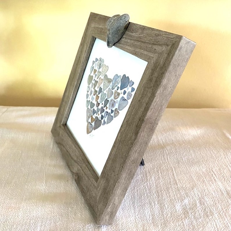 Framed heart print, heart of hearts art, heart rock frame, gifts with love, heart full of love, heart rocks art, Valentine's gift image 4