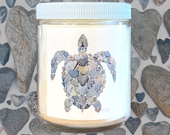 Turtle candle, Turtle lover gifts, Turtle art gifts, Wildlife candle, 100% pure soy candle, Maine made candle, Maine made gifts