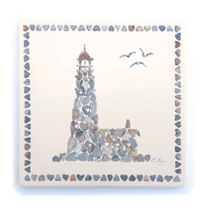 Lighthouse trivet, lighthouse hot plate, lighthouse gift, beach housewarming gift, coastal hostess gift, nautical bridal shower gift