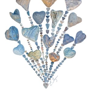 Birthday Balloons Card, Beach Birthday, Heart Rocks Art image 3