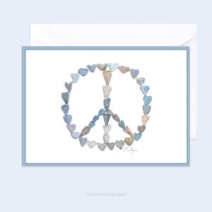 Peace And Love Card, Peace Sign Note, Hippie Valentine, Heart Rocks