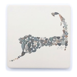 Cape Cod map coasters, Cape Cod coaster set, Cape Cod art gifts, Cape Cod art and nature, Cape Cod beach art, Cape Cod wedding gift