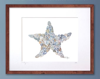 Starfish art print, starfish wall art , coastal wall art, beach house art, starfish decor, beach cottage decor, starfish gifts, sea life art