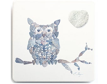 Owl coaster, Owl art decor, Owl gifts, Wildlife coasters, Bird coasters, Nature art gifts, Wildlife art gifts, Nature coasters