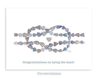 Tying the knot card, wedding congrats card, wedding congratulations, nautical wedding card, coastal wedding card, love rocks me, pebble art