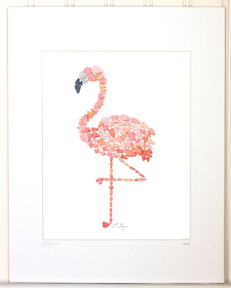 Flamingo Art Print, Beach House Wall Decor, Tropical Coastal Decorating image 3