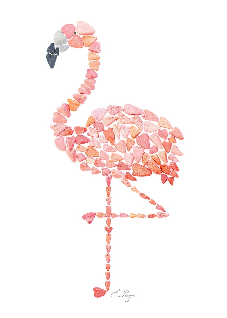 Flamingo Art Print, Beach House Wall Decor, Tropical Coastal Decorating image 2