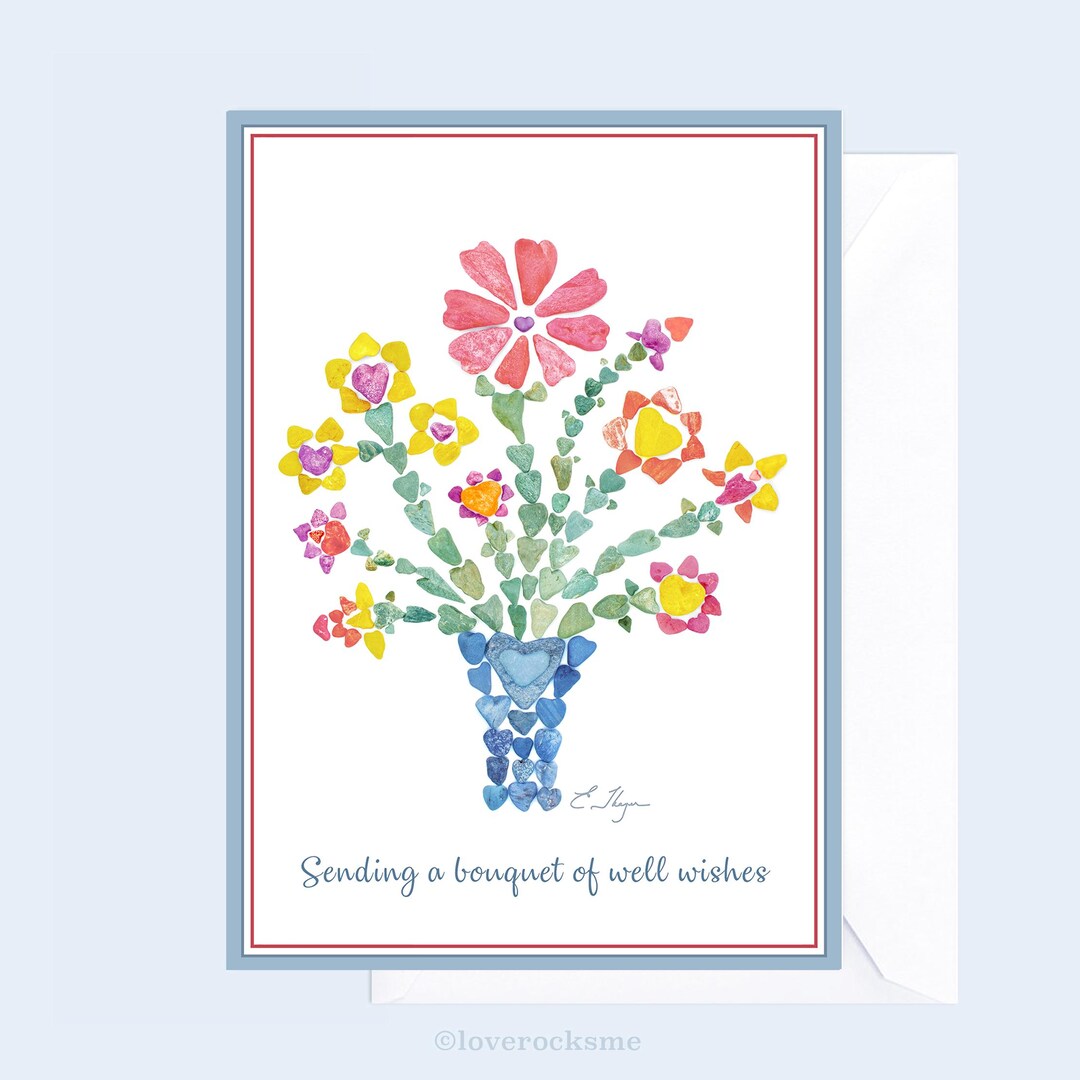 Floral Get Well Card, Cheerful Bouquet of Well Wishes, Sending Love - Etsy