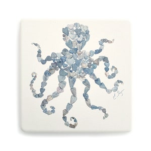 Octopus coaster, Octopus home decor, Octopus gifts, Coastal coaster, Sea life coaster, Beach house decor, Coastal bar decor