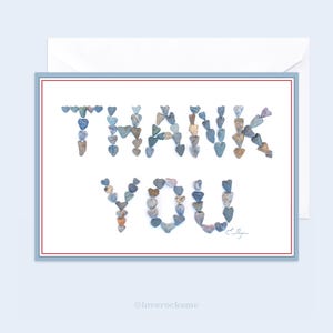 Heart Rocks Thank You Card, Beach Theme Thanks, Coastal Hostess Gifts