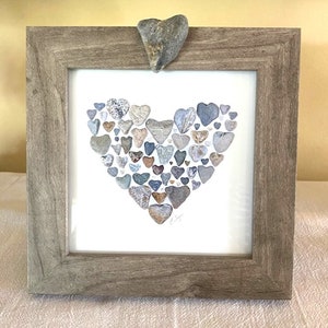 Framed heart print, heart of hearts art, heart rock frame, gifts with love, heart full of love, heart rocks art, Valentine's gift image 3