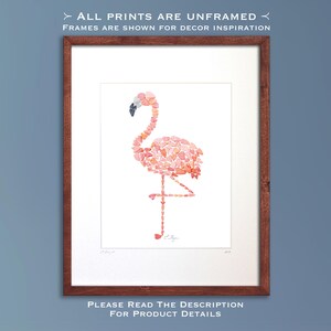 Flamingo Art Print, Beach House Wall Decor, Tropical Coastal Decorating image 1