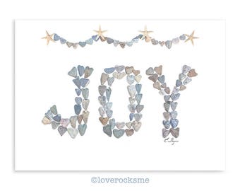 Joy card, Joy Christmas card, nautical holiday card, beach holiday cards, beach Christmas card, coastal Christmas cards, Christmas love