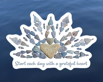 Start Each Day with a Grateful Heart Sticker, Attitude of Gratitude Decal, Inspirational Party Favor