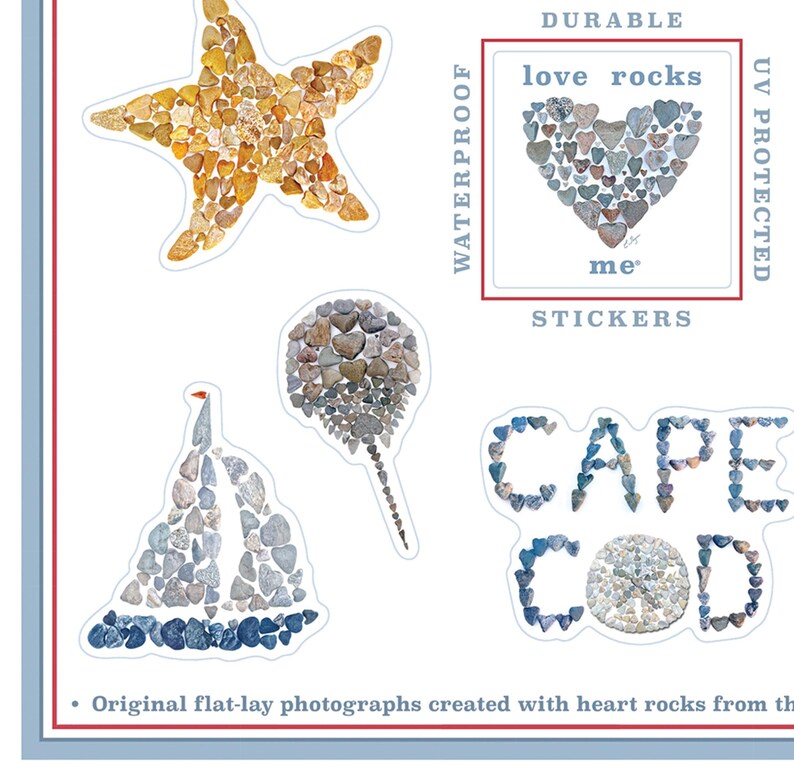 Small Cape Code Sticker Cape Cod Vinyl Sticker Sheet, Nauset Lighthouse Decal, Whale, Horseshoe ...
